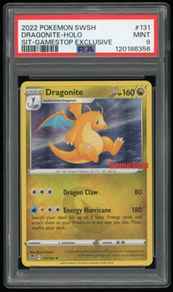 2022 POKEMON SWSH SILVER TEMPEST GAMESTOP EXCLUSIVE #131/195 DRAGONITE PSA 9 - Image 1