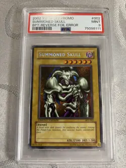 2002 YUGIOH BPT-002 SUMMONED SKULL SECRET REVERSE FOIL ERROR PSA 9 MINT - Image 1
