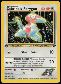 Sabrina's Porygon [1st Edition] #98 Gym Challenge Pokemon Card - Image 1