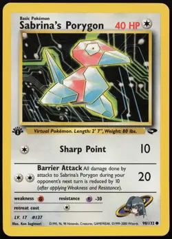 Sabrina's Porygon [1st Edition] #98 Gym Challenge Pokemon Card - Image 1