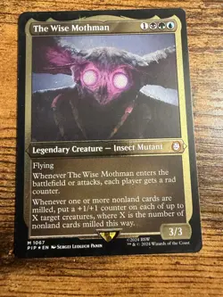MTG Magic The Gathering Thick Stock Card! The Wise Mothman Mythic Foil! - Image 1