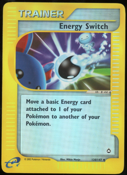 Pokemon 2002 Aquapolis - Energy Switch - Reverse Holo - LP - 120 - Image 1