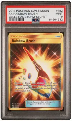 Pokemon Rainbow Brush 182/168 PSA 9 S&M Celestial Storm 182 PSA 9 Gold - Image 1