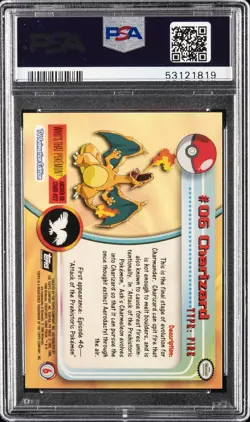 1999 TOPPS POKEMON TV #6 CHARIZARD PSA 9 - Image 2