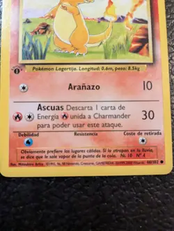 Pokemon TCG Charmander Base Set 46/102 Regular 1st Edition Spanish *Free Ship* - Image 2