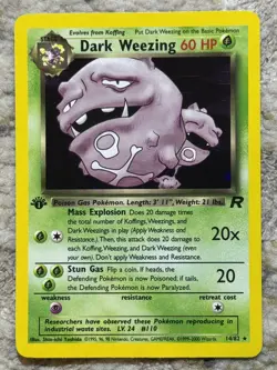 pokemon TCG Team Rocket 1st edition Dark Weezing 14/82 Halo Rare - Image 1
