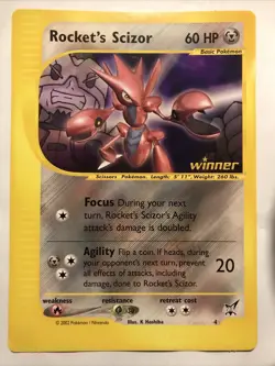 Pokemon Rocket’s Scizor Jumbo Oversized Best WINNER WOTC 2002 Promo - Image 1