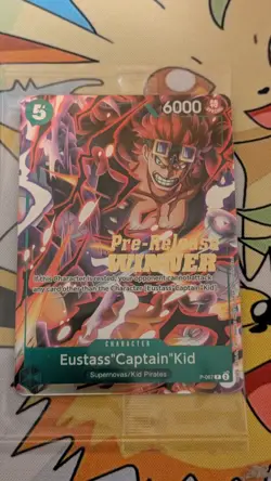 One Piece Card Game TCG Eustass Captain Kid P-067 ENG OP07 Pre-Release Winner NM - Image 1