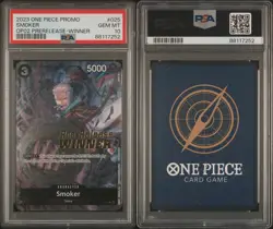 PSA 10 Gem Mint Smoker P-025 Pre-Release Winner Promo English One Piece Card - Image 2