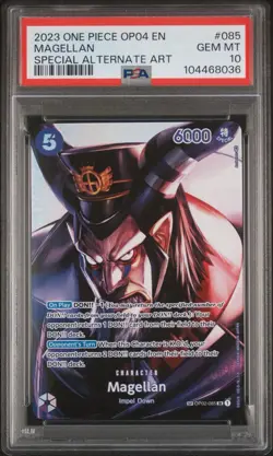 PSA 10 One Piece TCG English OP02-085 SP CARD Magellan (Parallel) OP04 Alt Art - Image 1