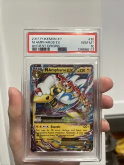 Pokemon TCG Mega-Ampharos EX Ancient Origins Holo Rare Card 28 PSA 10 - Image 1