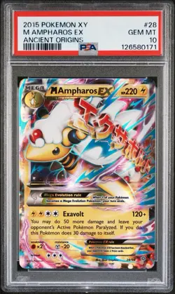 Pokemon TCG Mega-Ampharos EX Ancient Origins Holo Rare Card 28 PSA 10 - Image 3