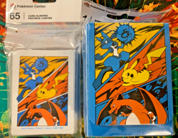 Pokemon Center Official Sleeves + Deck Box Set Battle Star Comic Pikachu - New - Image 1