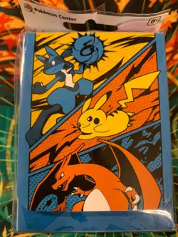 Pokemon Center Official Sleeves + Deck Box Set Battle Star Comic Pikachu - New - Image 2