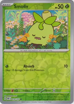 🔥Pokemon - Smoliv - Reverse Holo - 019/197 - Obsidian Flames - (NM)🔥 - Image 1