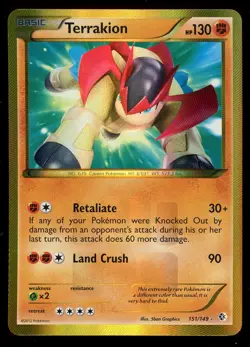 Pokemon Shiny Terrakion 151/149 Black & White Boundaries Crossed Secret Rare LP - Image 1