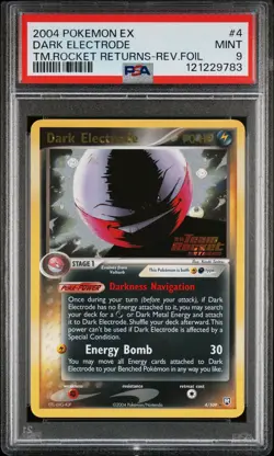 2004 POKEMON EX TEAM ROCKET RETURNS #4 DARK ELECTRODE-REVERSE FOIL PSA 9 - Image 1