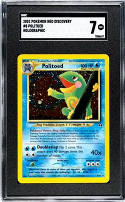 Politoed 8/75 Pokemon 2001 Neo Discovery Unlimited Holo Rare SGC 7 NM NEAR MINT - Image 1
