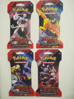Pokemon TCG Destined Rivals Sleeved Booster Packs - Art Set of 4 - NEW - SEALED - Image 1