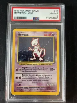 1999 POKEMON GAME #10 MEWTWO HOLO PSA 8 NM MINT BASE SET CERT #115031460 - Image 1