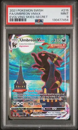 2021 POKEMON SWORD & SHIELD EVOLVING SKIES SECRET FULL ART/UMBREON VMAX PSA 9 - Image 1