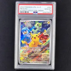 PSA 10 Pikachu Scarlet & Violet promo 001/SV-P 2022 JP Pokemon Card GEM MINT - Image 1