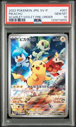 PSA 10 Pikachu Scarlet & Violet promo 001/SV-P 2022 JP Pokemon Card GEM MINT - Image 4
