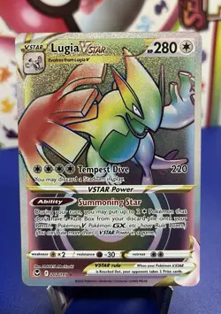 Pokemon TCG Lugia VSTAR Rainbow Secret Rare Holo Card Silver Tempest 202/195 NM - Image 1
