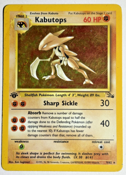 Pokemon TCG Kabutops 1st Edition Rare Holo Card #9/62 Fossil - Image 1