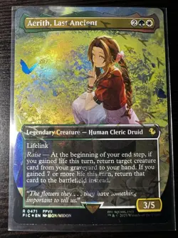 MTG Magic Final Fantasy 7 AERITH LAST ANCIENT 0471 Chocobo Track Foil Promo Card - Image 1