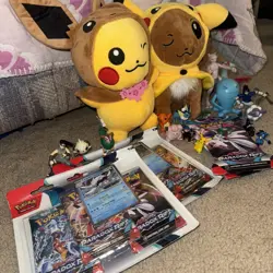 New & Old Pokemon Gift Box, 4 Unopened Packs Cards, 2 Stuffed, 16 Toy Figures - Image 2