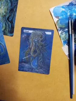 MtG Island Cthulhu Full Magic Altered Hand Painted Art Original Alter Lovecraft - Image 2