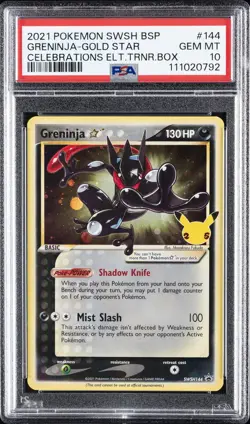 2021 POKEMON SWSH BLACK STAR PROMO #144 GRENINJA-GOLD STAR PSA 10 - Image 1