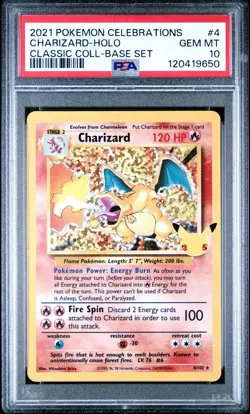 2021 POKEMON CELEBRATIONS CLASSIC COLL #4 CHARIZARD-HOLO PSA 10 - Image 1