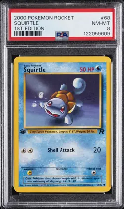 2000 POKEMON ROCKET 1ST ED #68 SQUIRTLE PSA 8 - Image 1