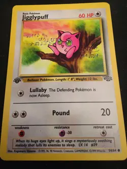 TCG Pokemon 1999 Jungle 1st Edition Jigglypuff 54/64 Common - Image 1