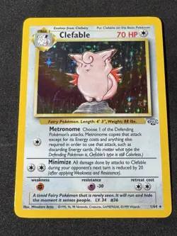 Pokemon TCG Clefable #1/64 Jungle Set Unlimited Holo Rare WOTC VTG 1999 - Image 1