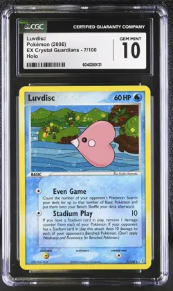 CGC 10 GEM MINT Luvdisc 2006 EX Crystal Guardians 7/100 Holo Pokemon Card - Image 1