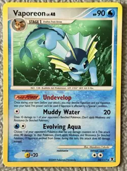 Pokemon Platinum Rising Rivals Vaporeon 34/111 Regular Rare NM/VLP+ 💧 - Image 1