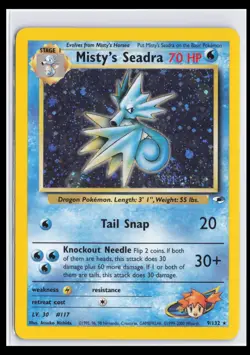 Misty's Seadra 9/132 Gym Heroes Holo Rare Pokemon LP - Image 1