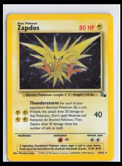 Zapdos 15/62 Fossil Set HOLO/FOIL RARE Unlimited Pokemon WOTC TCG 1999 NM/LP - Image 1