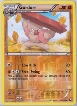 Gurdurr - 59/108 - Reverse Holo - Black & White 5: Dark Explorers - Pokemon - Image 1