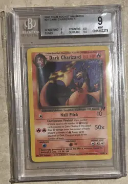 Unlimited 2000 Pokemon Team Rocket Dark Charizard 21/82 BGS 9 Mint - Image 1