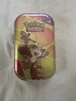 Pokemon TCG Scarlet & Violet 151 Mini Tin Meowth & Hitmonchan. 2 Booster Packs - Image 1