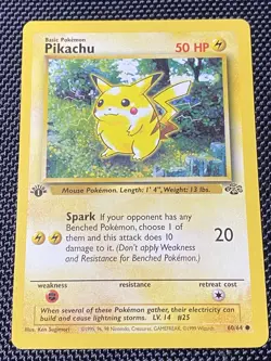 1999 Pokemon TCG Pikachu Card 60/64 Jungle 1st Edition Red Cheeks - Image 1