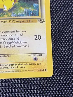 1999 Pokemon TCG Pikachu Card 60/64 Jungle 1st Edition Red Cheeks - Image 4