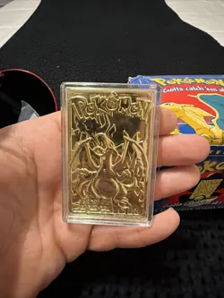 23K Gold Plated CHARIZARD Trading Card 1999 Burger King Pokemon Ball - Image 3