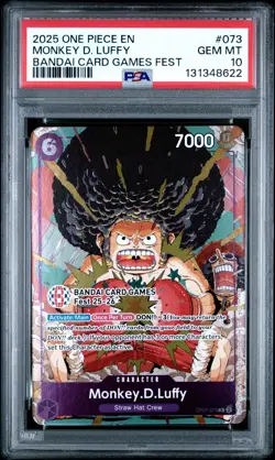 2025 ONE PIECE OP07-073 BANDAI CARD GAMES FEST 25-26 MONKEY D LUFFY PROMO PSA 10 - Image 1