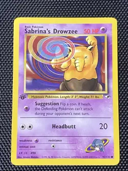 Sabrina's Drowzee 92/132 1st Edition Gym Heroes Pokemon Card Near Mint - Image 1