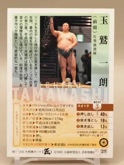 Tamawashi Ichiro 2021 BBM Sumo Wrestling Card Japanese S505 - Image 2